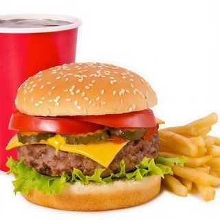 Burger Klasyka Delux + frytki + napój