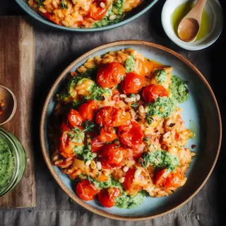 Risotto con Pollo e Pesto di Basilico con Pomidorini 350g