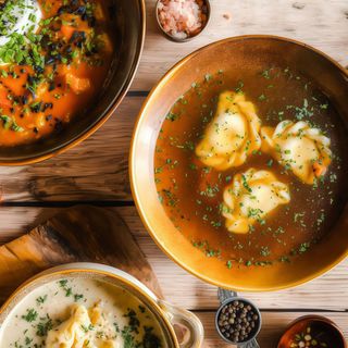 Tradycyjny rosół z pierożkami mięsnymi (300ml)