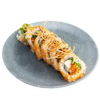 Krewetki w tempurze z chrustem z surimi
