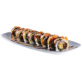 Dragon roll z węgorzem w tempurze i węgorzem kabayaki