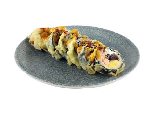 Futomaki w tempurze z pieczonym łososiem teriyaki i mango
