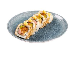 Uramaki tuńczyk w tempurze z chrupiącym kimchi