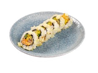 Chrupiące uramaki z karmazynem w tempurze