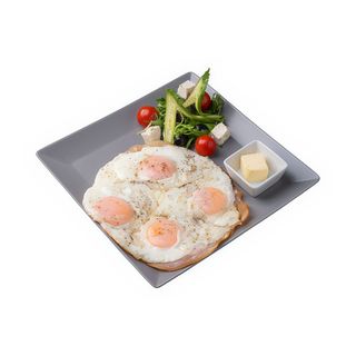 Jaja sadzone na boczku 2 szt. + bułka