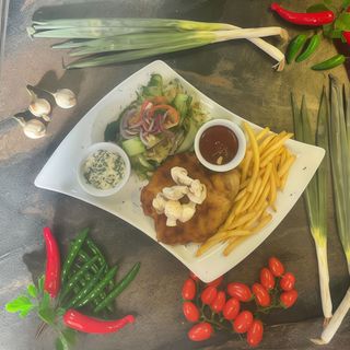 Schab panierowany z pieczarkami