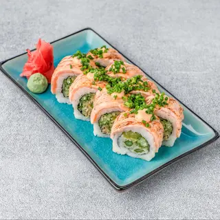 Uramaki opiekany łosoś ze szparagami w tempurze 8szt
