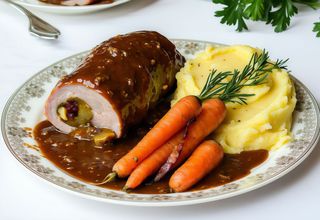 Zraz wieprzowy w sosie z dodatkami do wyboru