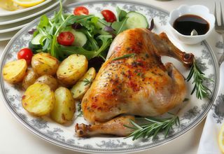 Pieczona ćwiartka z kurczaka z dodatkami do wyboru