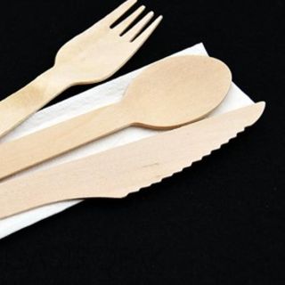 Zestaw sztućców drewnianych+serwetka