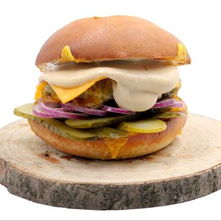 Zestaw Cheeseburger + pieczone ziemniaki