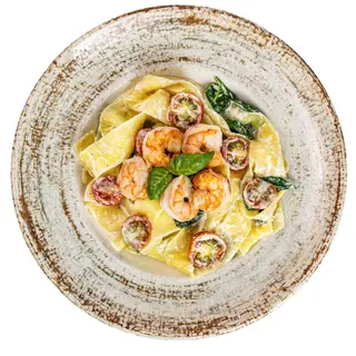 Pappardelle z krewetkami