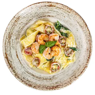 Pappardelle z krewetkami