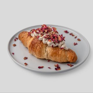Croissant with raspberry and vegan white chocolate
