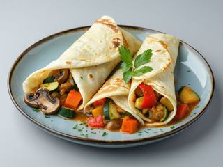 Naleśniki z duszonymi warzywami i pieczarkami