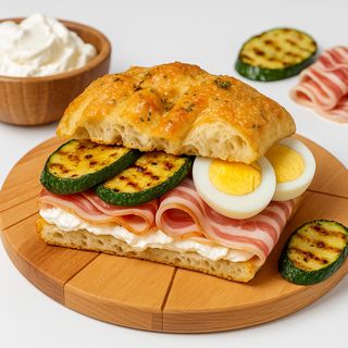 Focaccia pancetta con zucchine