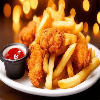 Nuggetsy z frytkami i sosem