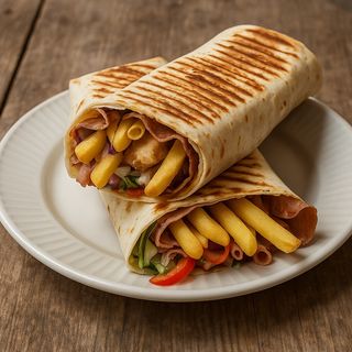 Kebab tortilla Amerykański z frytkami (średni)