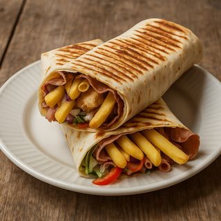 Kebab tortilla Amerykański z frytkami (duży)