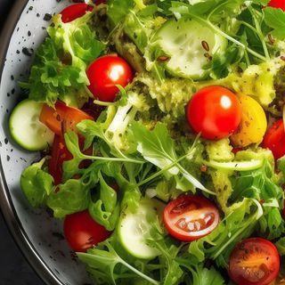 Sałatka z serem feta, warzywami i sosem winegret ziołowym