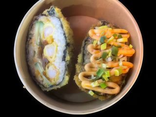 Ika sandwich z krewetką w tempurze