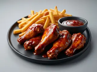 BBQ wings 6szt + frytki