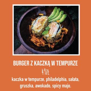 Sushi burger z kaczką w tempurze