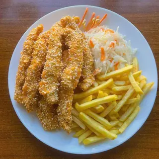 Kurczak sezamemy + frytkami