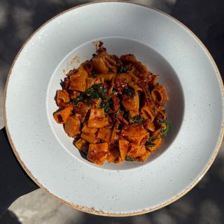 Makaron Pappardelle z krewetkami