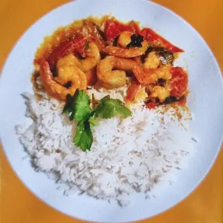 RYŻ CURRY Z KREWETKAMI