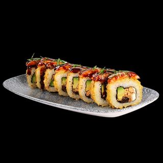 Chrupiące uramaki łosoś teriyaki