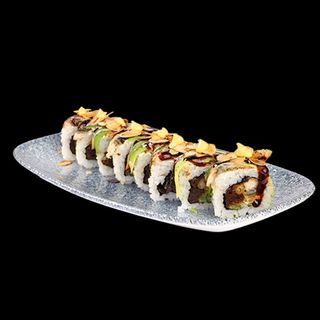 Dragon roll z węgorzem w tempurze i węgorzem kabayaki