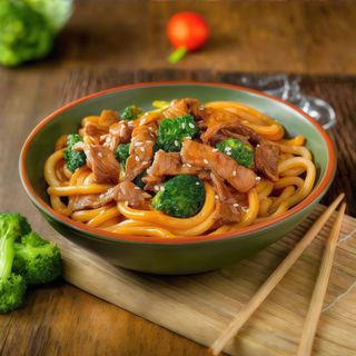 Makaron smażony z wołowiną