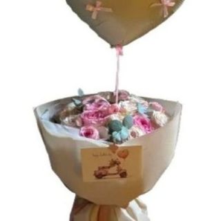 Bukiet pastelowy słodziaczek + balonowe serce