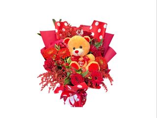 Bukiet z misiem rozmiar XL czerwony