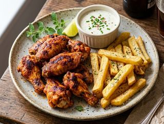 SKRZYDEŁKA pieczone z frytkami