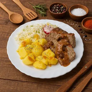 PIECZEŃ po MYŚLIWSKU z sosem + Zupa