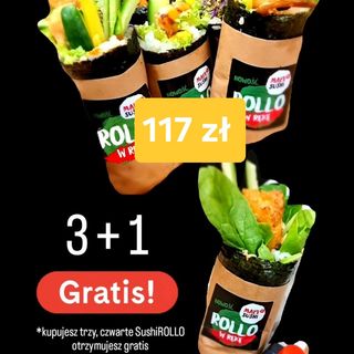 Trzy rollo z krewetką w tempurze + czwarte gratis