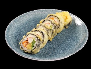 72. Futomaki w tempurze z pieczonym łososiem teriyaki i awokado