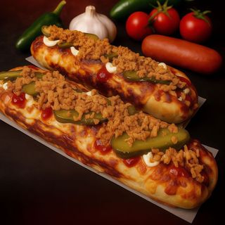 Hot-Dog Premium (bagietka czosnkowa + jalapeno)