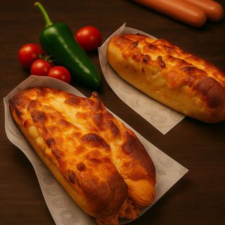 Hot-Dog Serowy zapiekany w piecu z pomidorami świeżymi