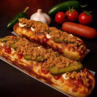 Hot-Dog Premium (bagietka czosnkowa z pomidorami świeżymi)