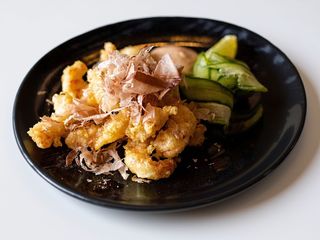 Krewetki w tempurze z sosem majo - kim chi