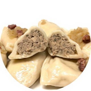 Zupa + Pierogi z mięsem 10 szt.