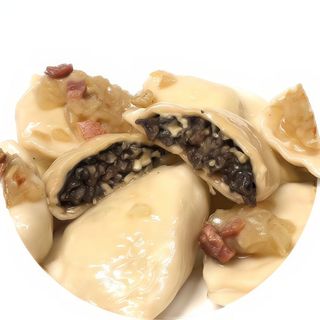 Zupa + Pierogi z pieczarkami i serem 10 szt.