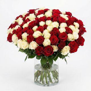 51 mix biało-czerwonych róż Premium