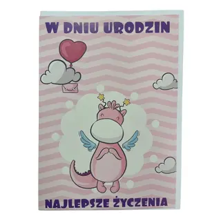Kartka W DNIU URODZIN różowa