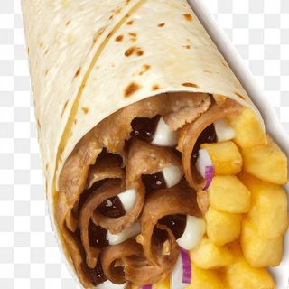 Mega kebab w ciescie mięso frytki bez surówek 
