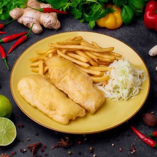 Kurczak pieczony z frytkami lub ryżem