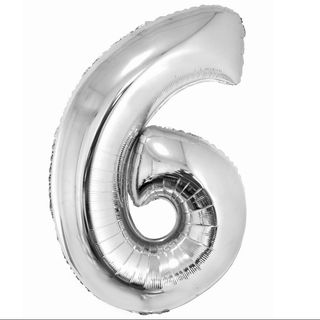 Balon z Helem Cyfra 6 srebrna